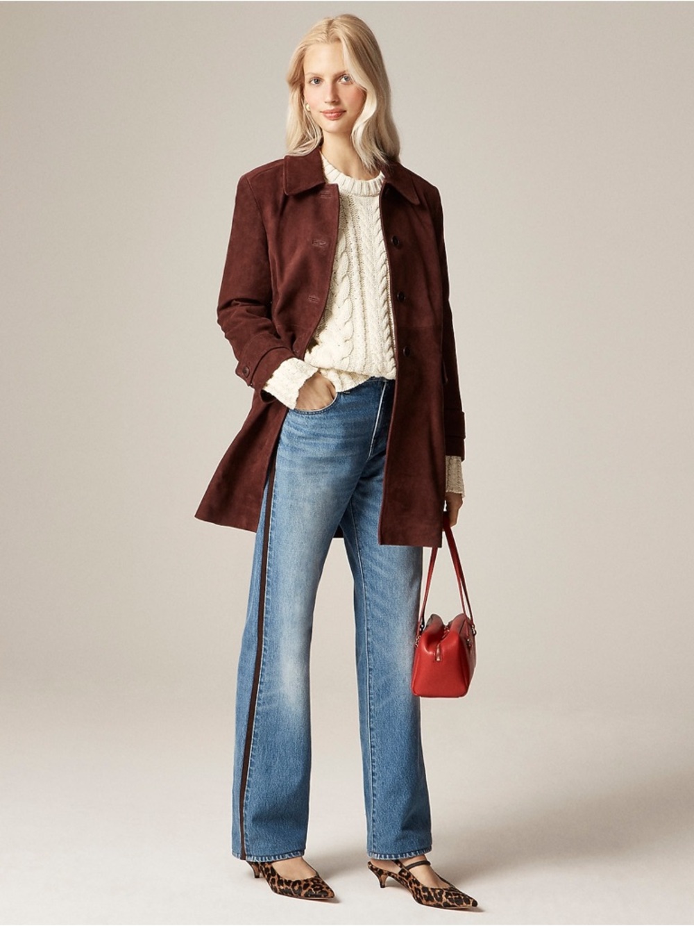 J. Crew Mid-rise relaxed straight jean with suede stripe - 28